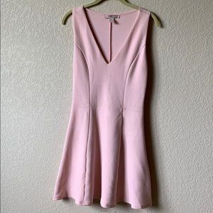 Deep V Neck Pink Skater Dress